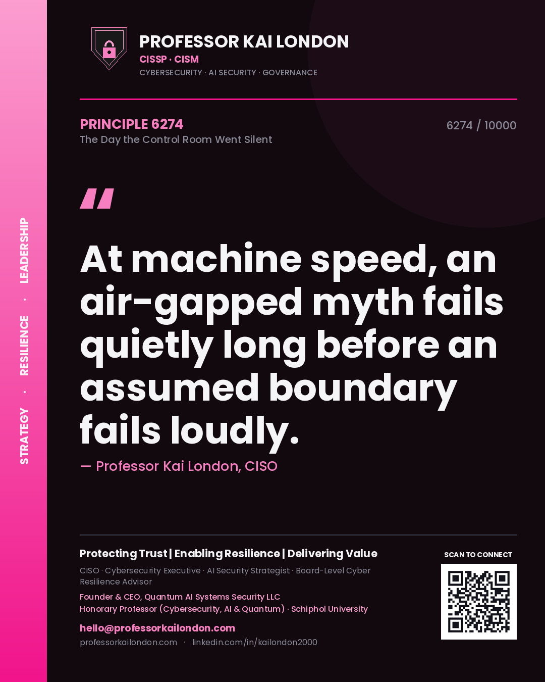Professor Kai London principle 6274: At machine speed, an air-gapped myth fails quietly long before an assumed boundary fails loudly.