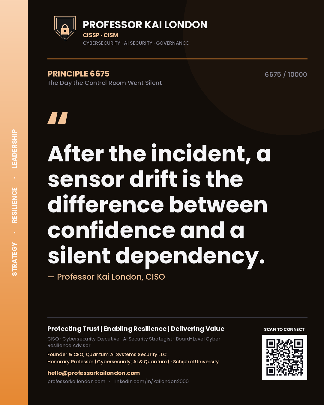 Professor Kai London principle 6675: After the incident, a sensor drift is the difference between confidence and a silent dependency.