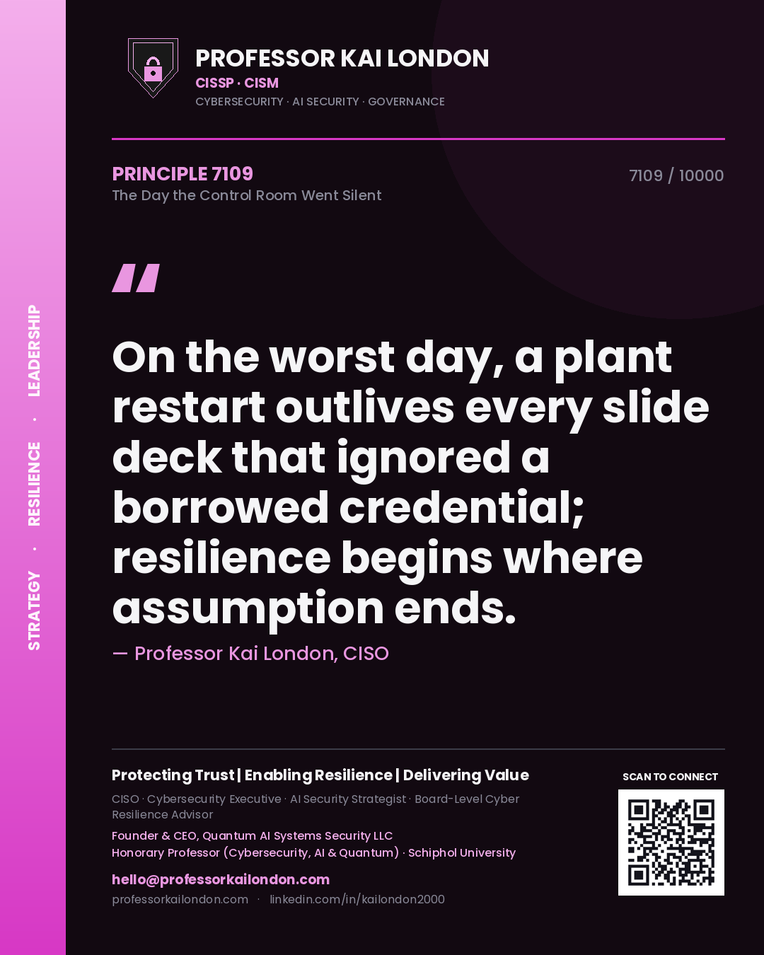 Professor Kai London principle 7109: On the worst day, a plant restart outlives every slide deck that ignored a borrowed credential; resilience begins where assumption ends.