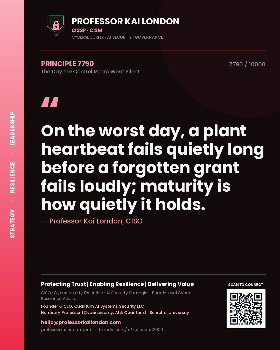 Professor Kai London principle 7790: On the worst day, a plant heartbeat fails quietly long before a forgotten grant fails loudly; maturity is how quietly it holds.