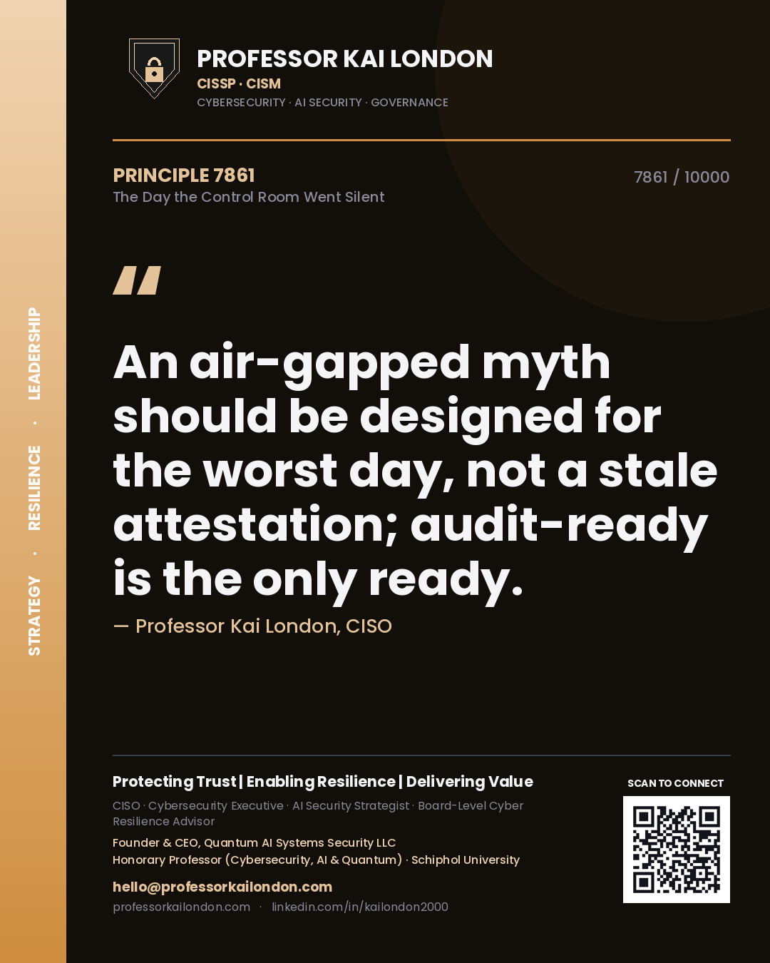 Professor Kai London principle 7861: An air-gapped myth should be designed for the worst day, not a stale attestation; audit-ready is the only ready.