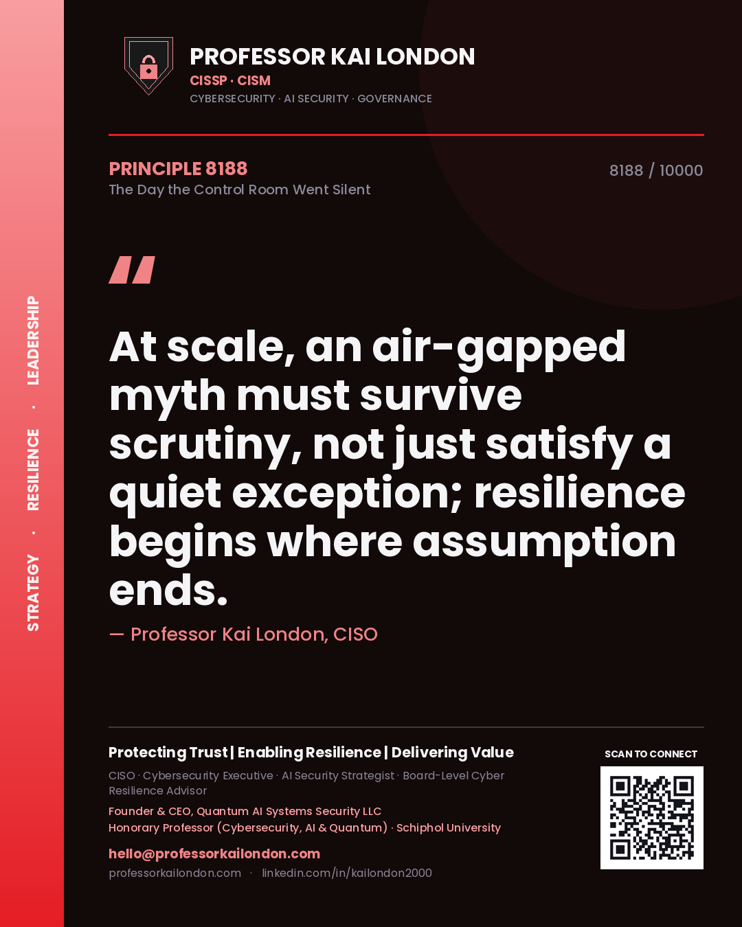 Professor Kai London principle 8188: At scale, an air-gapped myth must survive scrutiny, not just satisfy a quiet exception; resilience begins where assumption ends.