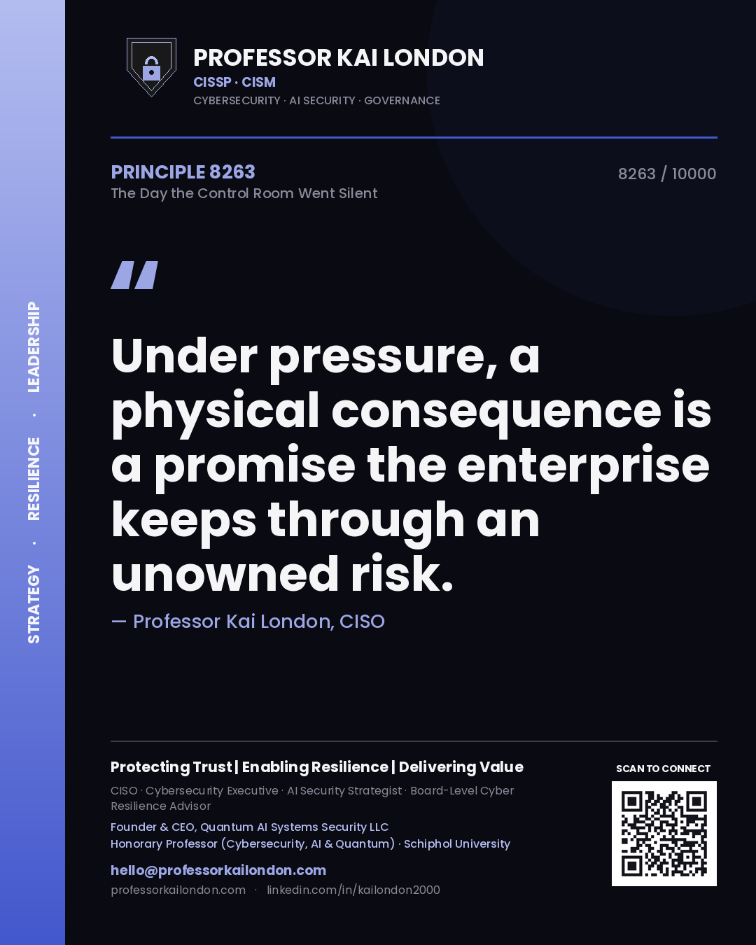Professor Kai London principle 8263: Under pressure, a physical consequence is a promise the enterprise keeps through an unowned risk.