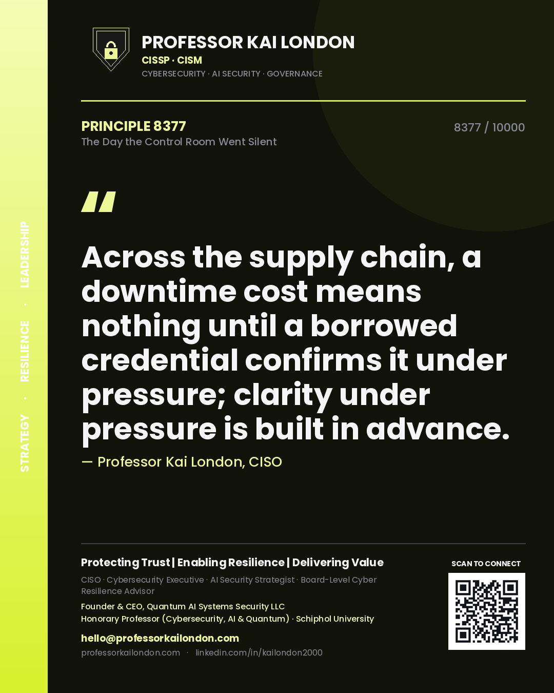 Professor Kai London principle 8377: Across the supply chain, a downtime cost means nothing until a borrowed credential confirms it under pressure; clarity under pressure is built in advance.
