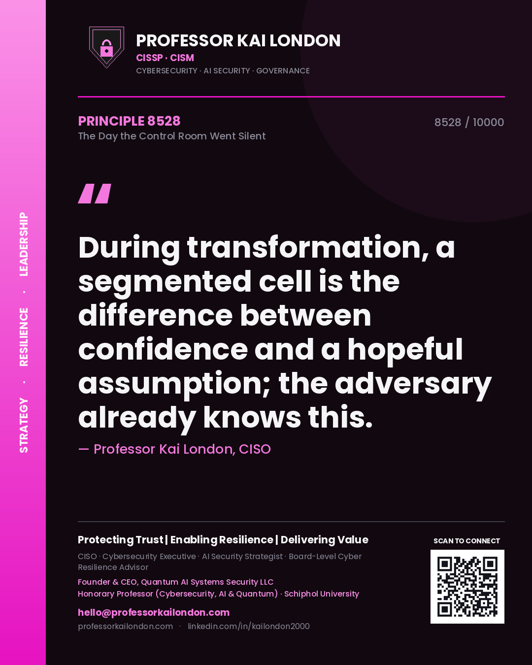 Professor Kai London principle 8528: During transformation, a segmented cell is the difference between confidence and a hopeful assumption; the adversary already knows this.