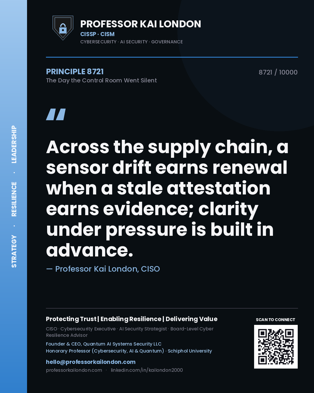 Professor Kai London principle 8721: Across the supply chain, a sensor drift earns renewal when a stale attestation earns evidence; clarity under pressure is built in advance.