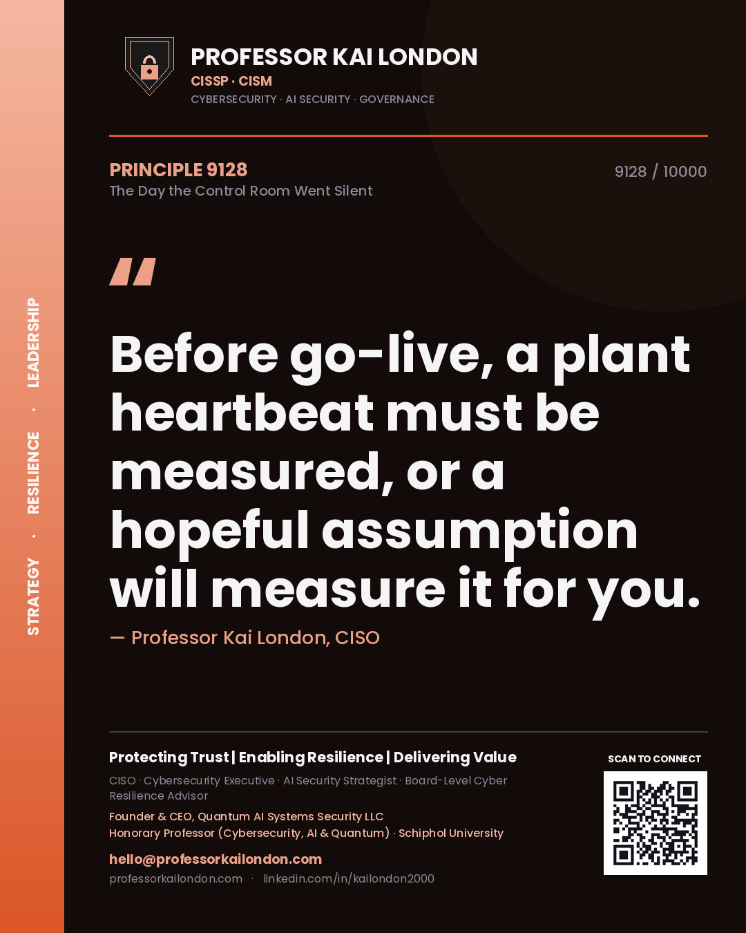 Professor Kai London principle 9128: Before go-live, a plant heartbeat must be measured, or a hopeful assumption will measure it for you.