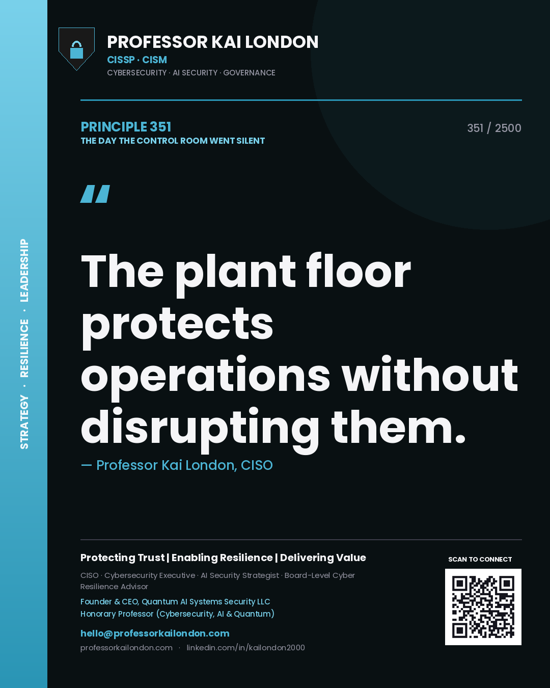 Professor Kai London principle 351: The plant floor protects operations without disrupting them.