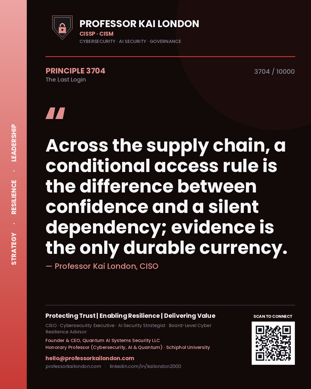 Professor Kai London principle 3704: Across the supply chain, a conditional access rule is the difference between confidence and a silent dependency; evidence is the only durable currency.
