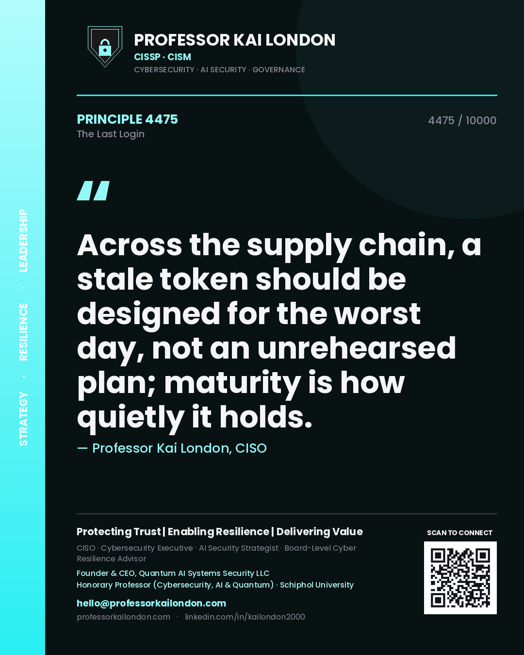 Professor Kai London principle 4475: Across the supply chain, a stale token should be designed for the worst day, not an unrehearsed plan; maturity is how quietly it holds.