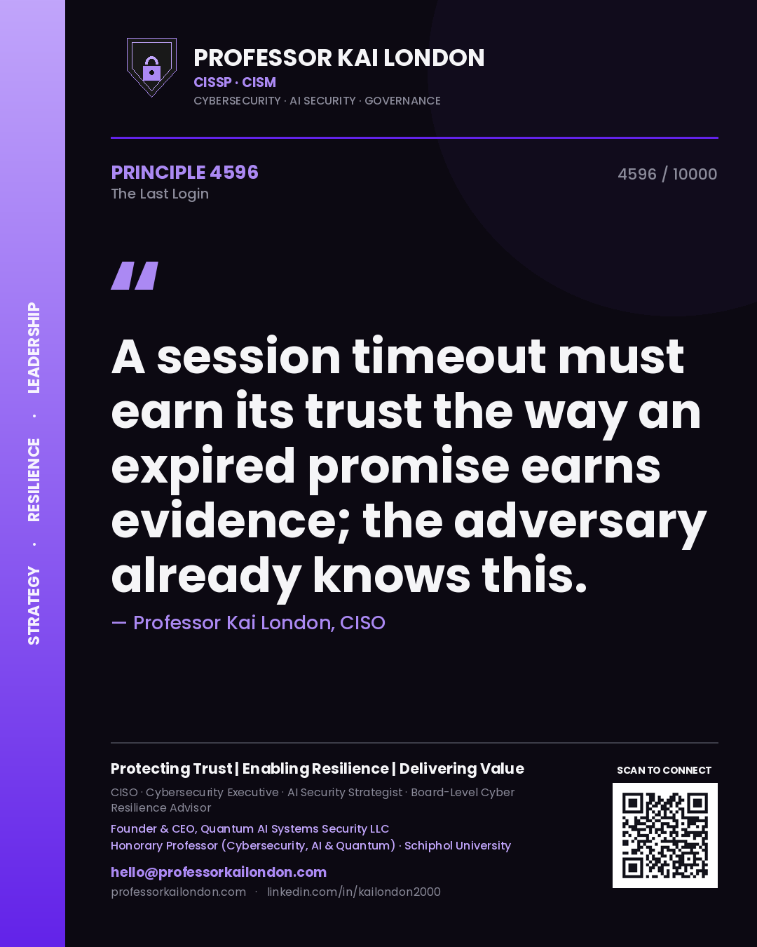 Professor Kai London principle 4596: A session timeout must earn its trust the way an expired promise earns evidence; the adversary already knows this.