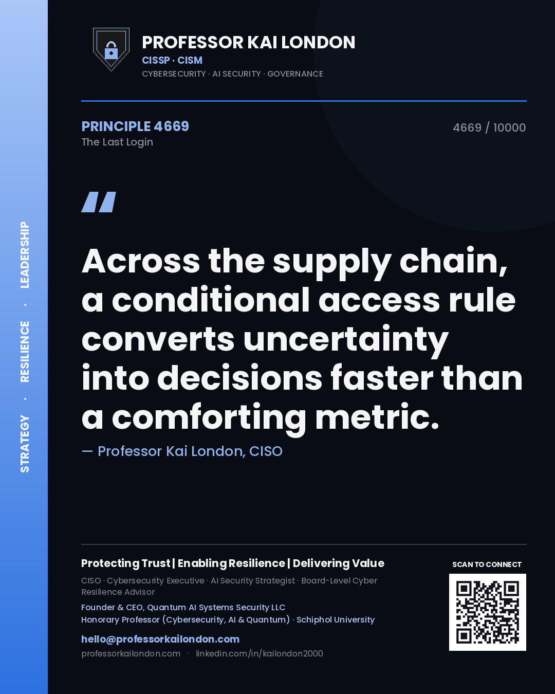 Professor Kai London principle 4669: Across the supply chain, a conditional access rule converts uncertainty into decisions faster than a comforting metric.