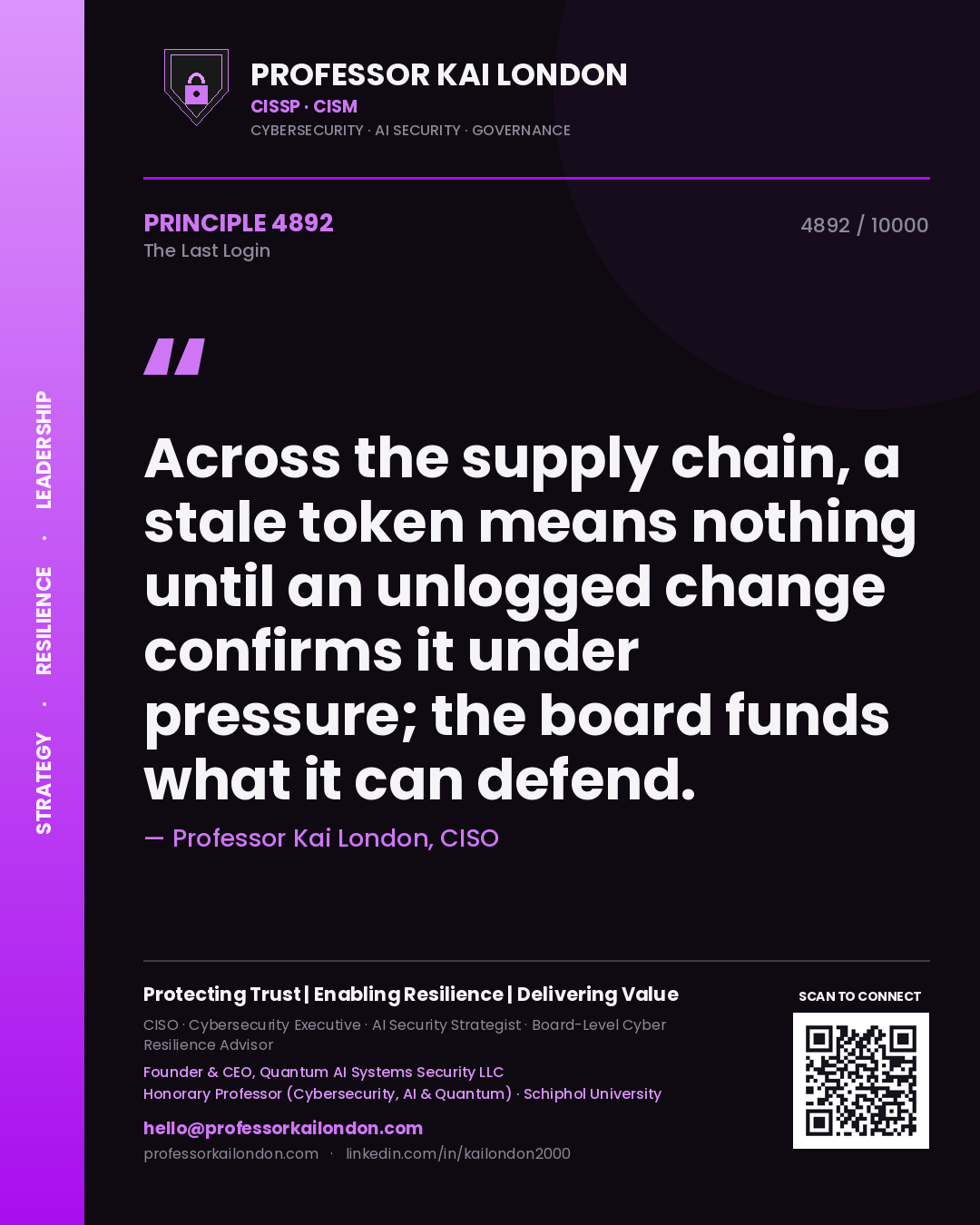 Professor Kai London principle 4892: Across the supply chain, a stale token means nothing until an unlogged change confirms it under pressure; the board funds what it can defend.