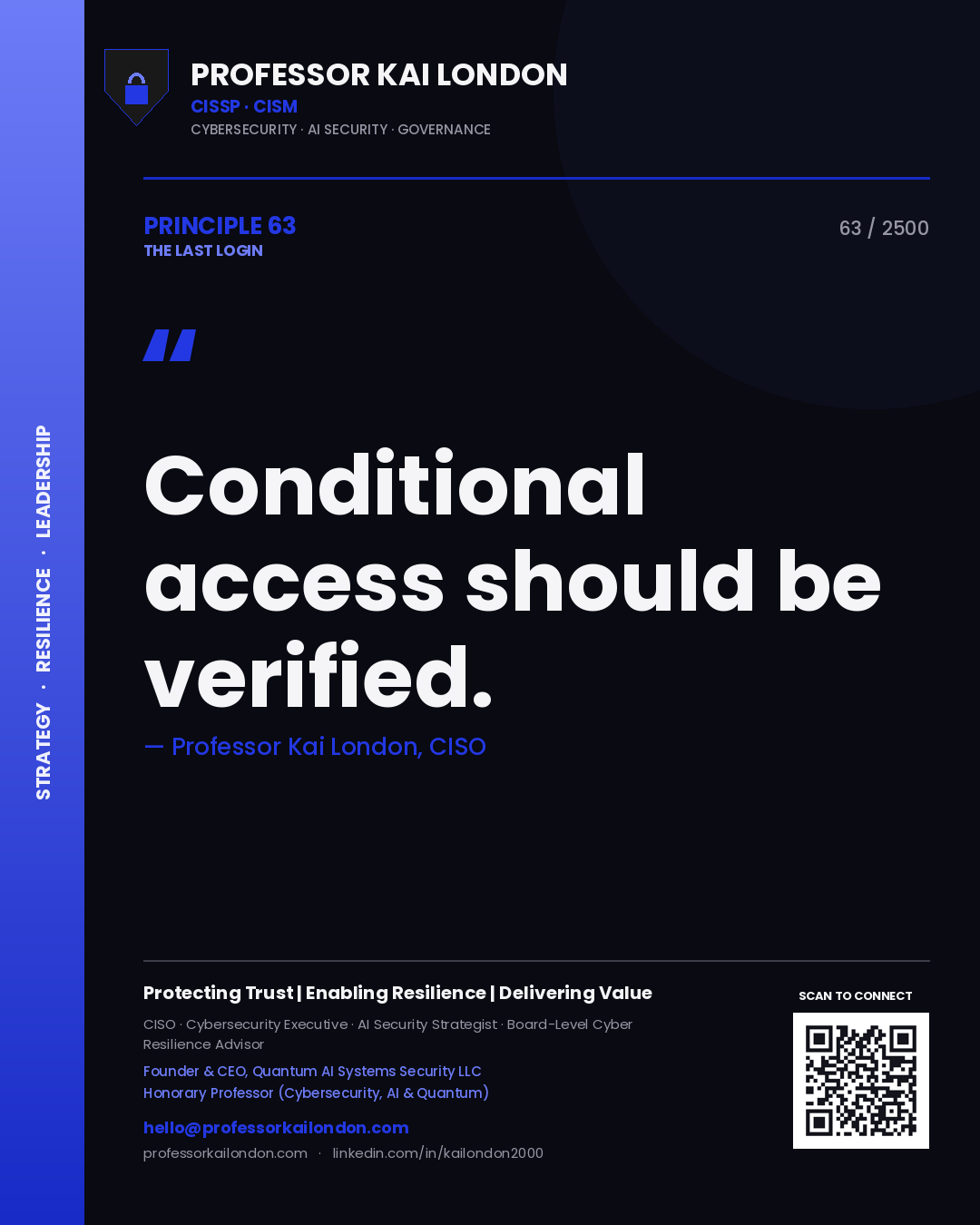 Professor Kai London principle 63: Conditional access should be verified.