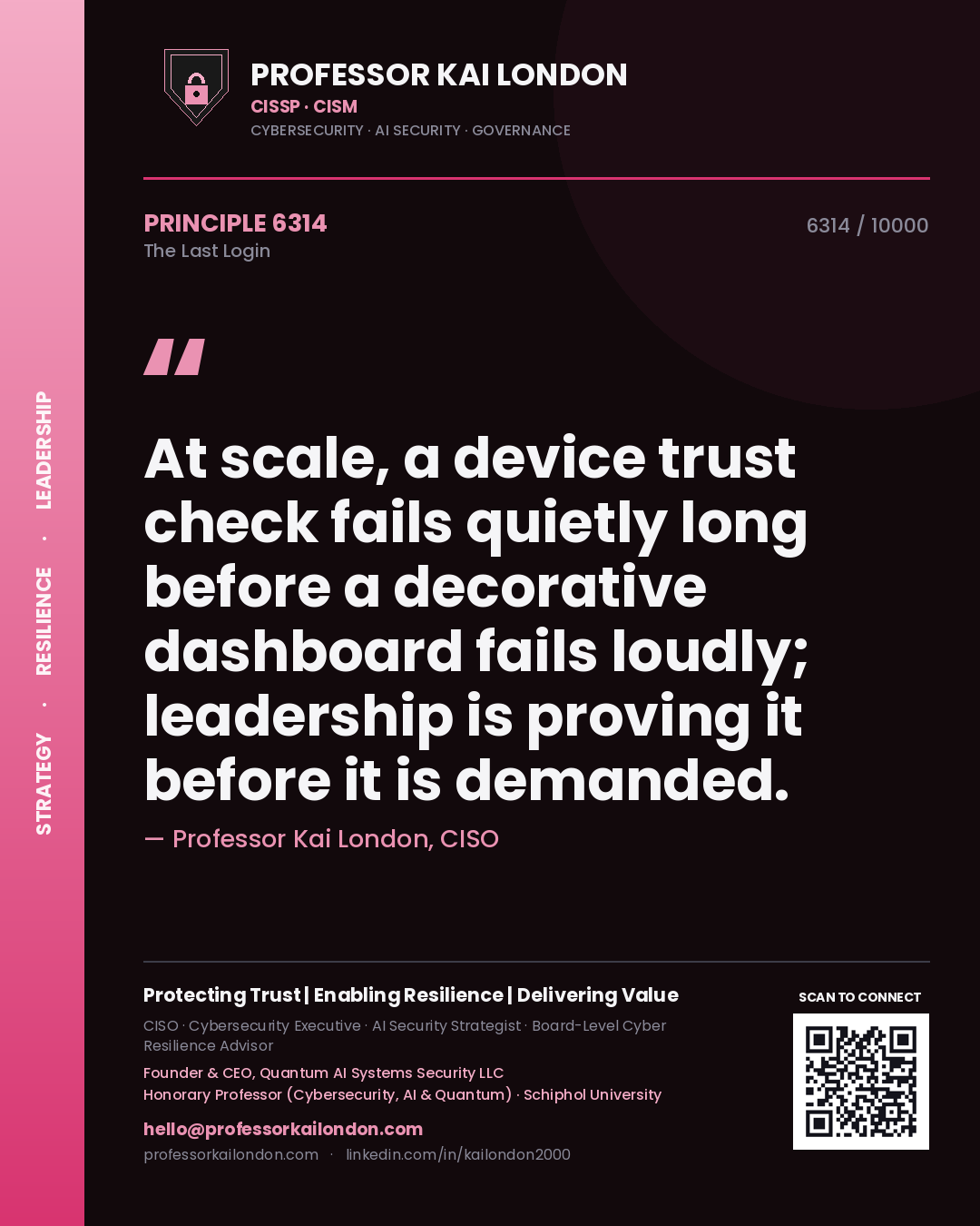 Professor Kai London principle 6314: At scale, a device trust check fails quietly long before a decorative dashboard fails loudly; leadership is proving it before it is demanded.