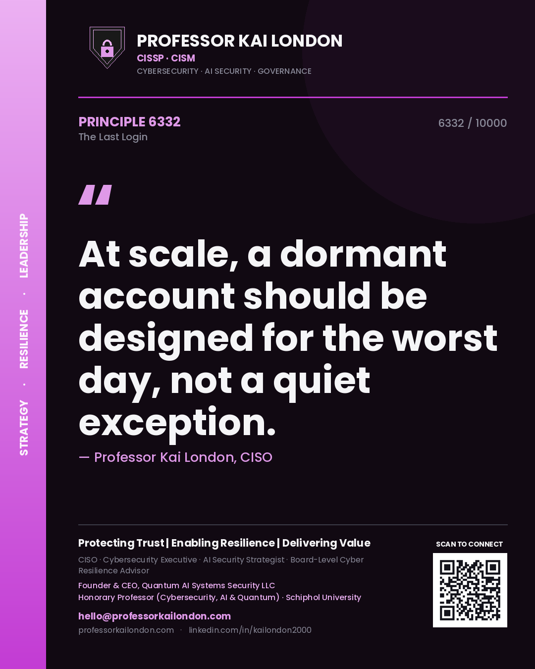 Professor Kai London principle 6332: At scale, a dormant account should be designed for the worst day, not a quiet exception.