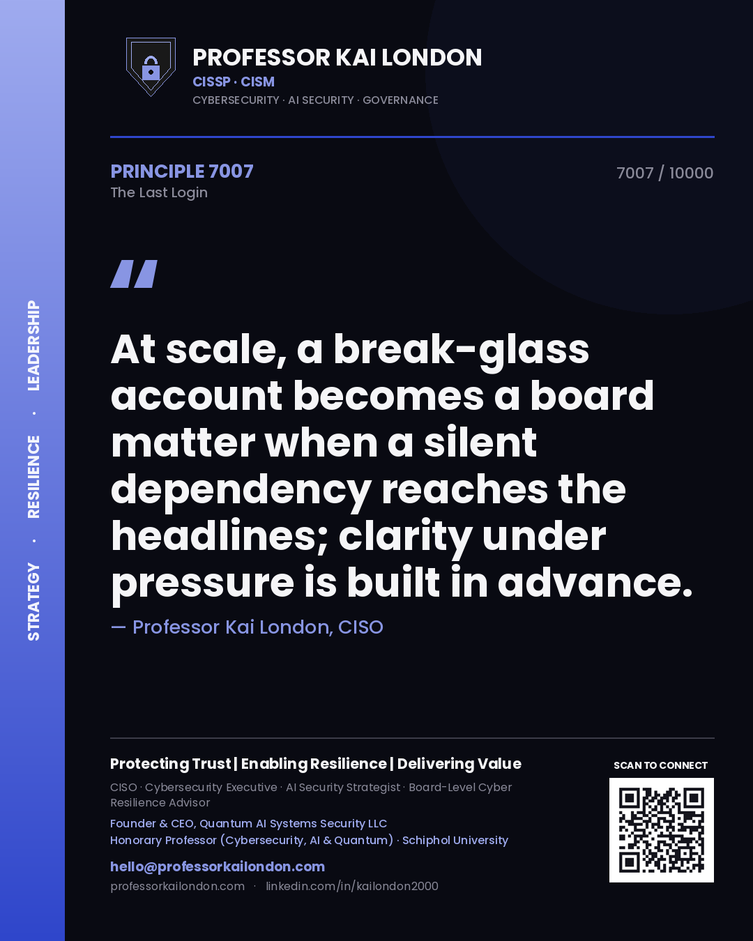 Professor Kai London principle 7007: At scale, a break-glass account becomes a board matter when a silent dependency reaches the headlines; clarity under pressure is built in advance.