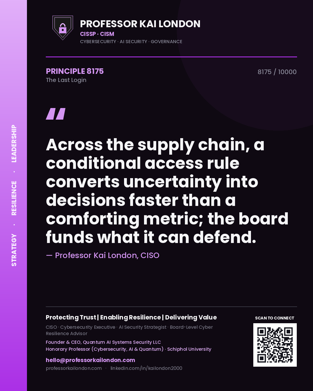 Professor Kai London principle 8175: Across the supply chain, a conditional access rule converts uncertainty into decisions faster than a comforting metric; the board funds what it can defend.