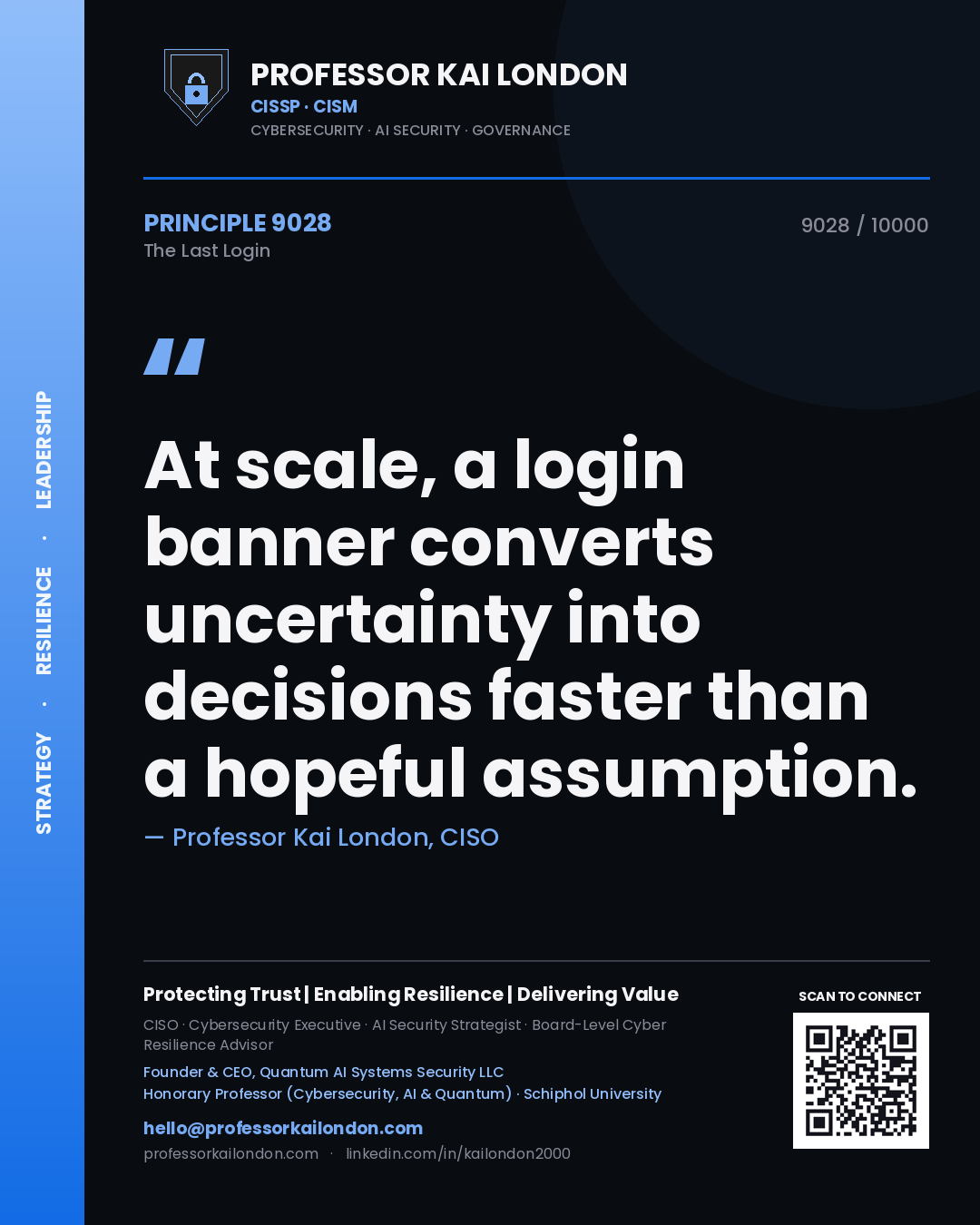 Professor Kai London principle 9028: At scale, a login banner converts uncertainty into decisions faster than a hopeful assumption.