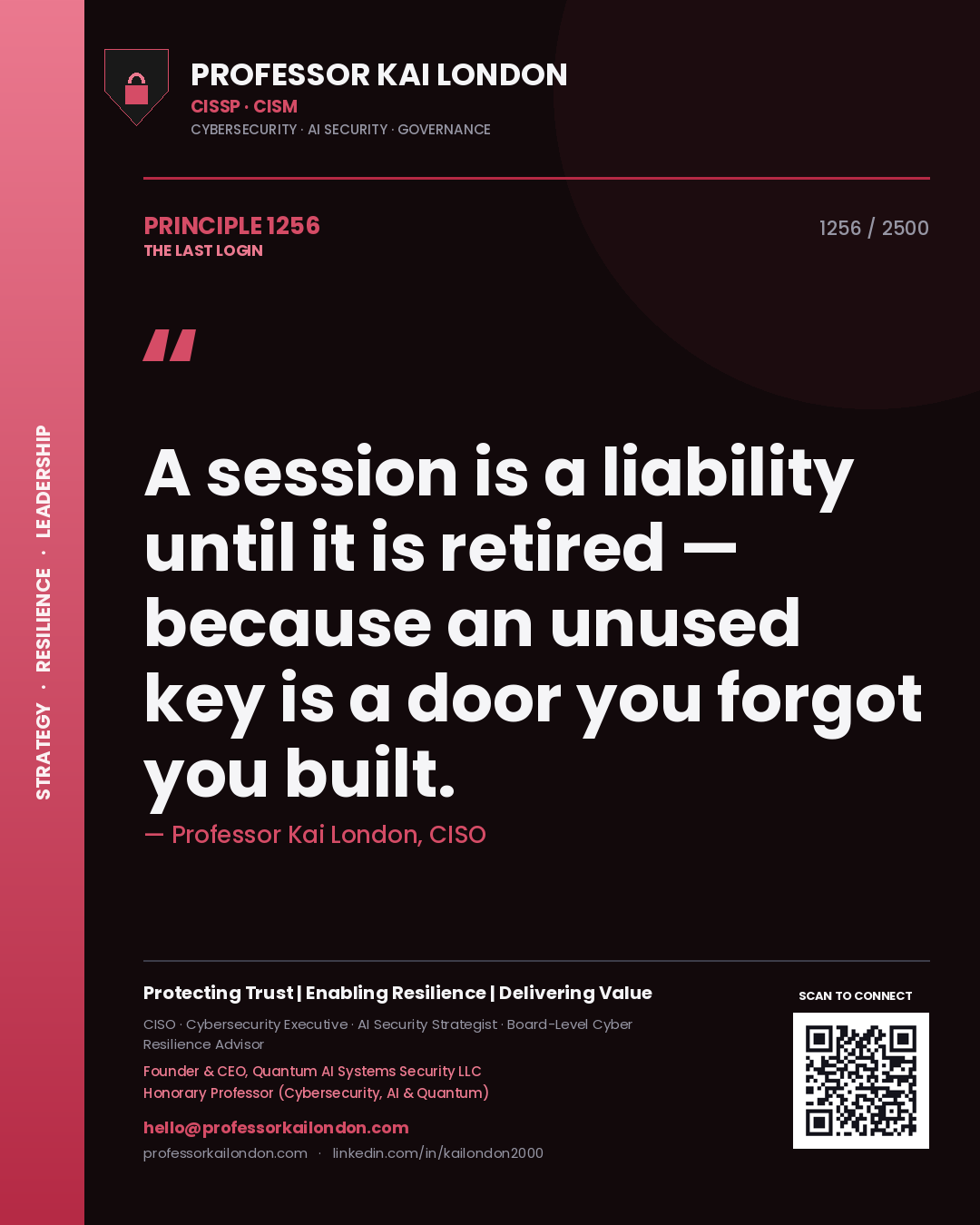 Professor Kai London principle 1256: A session is a liability until it is retired — because an unused key is a door you forgot you built.