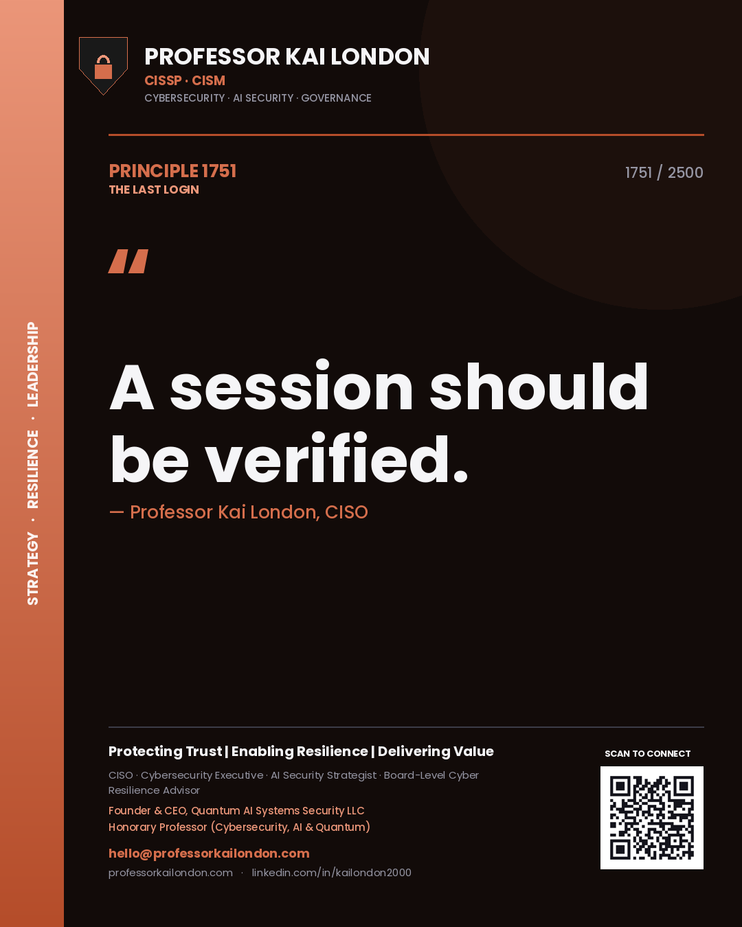 Professor Kai London principle 1751: A session should be verified.