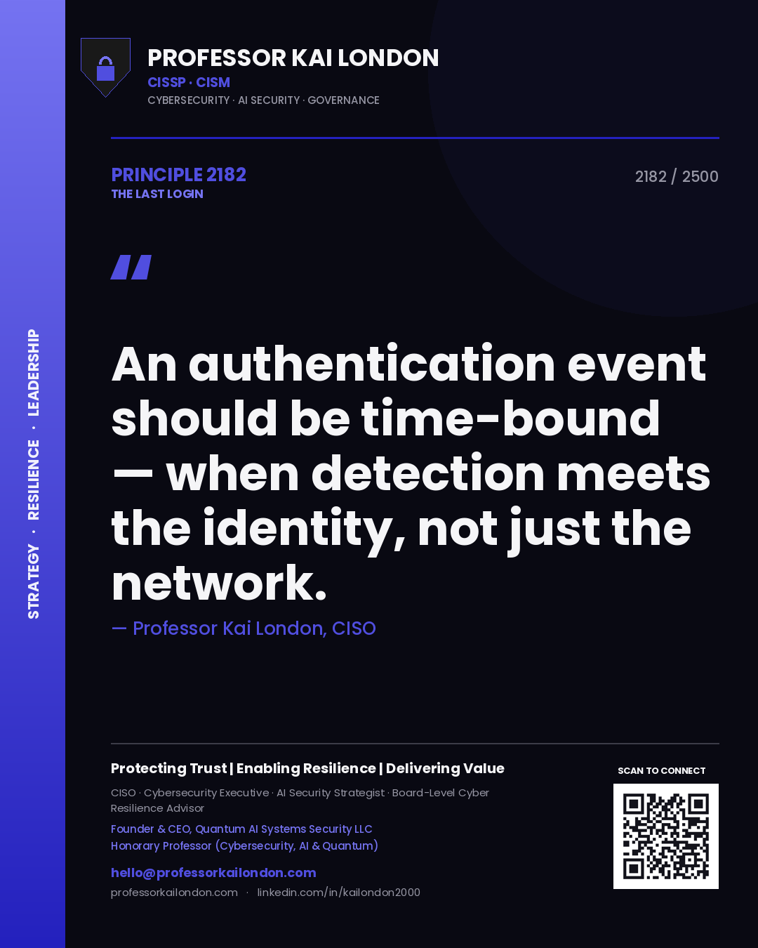 Professor Kai London principle 2182: An authentication event should be time-bound — when detection meets the identity, not just the network.