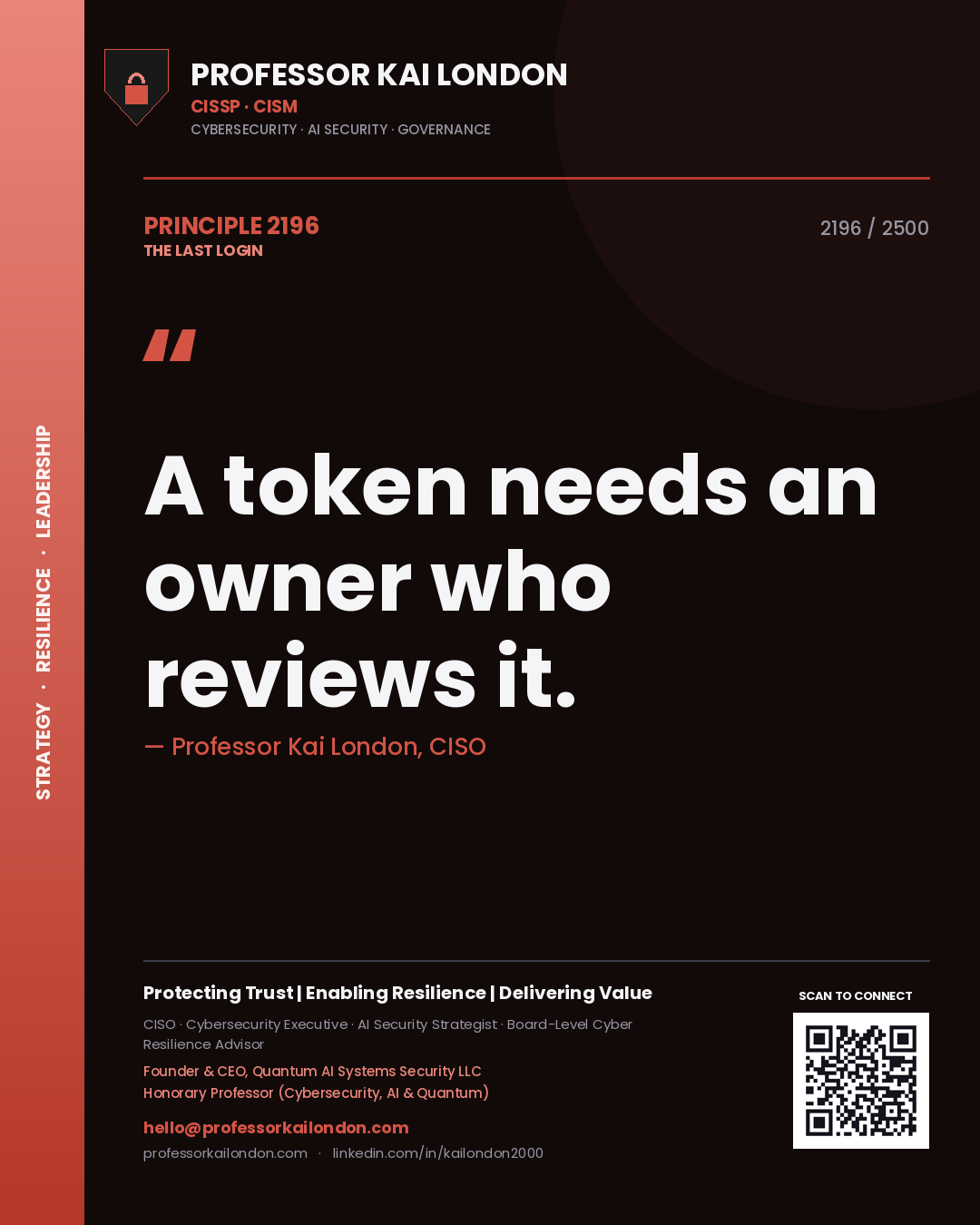 Professor Kai London principle 2196: A token needs an owner who reviews it.