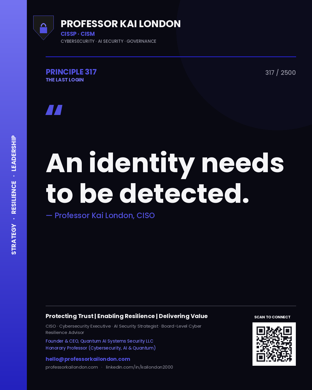 Professor Kai London principle 317: An identity needs to be detected.