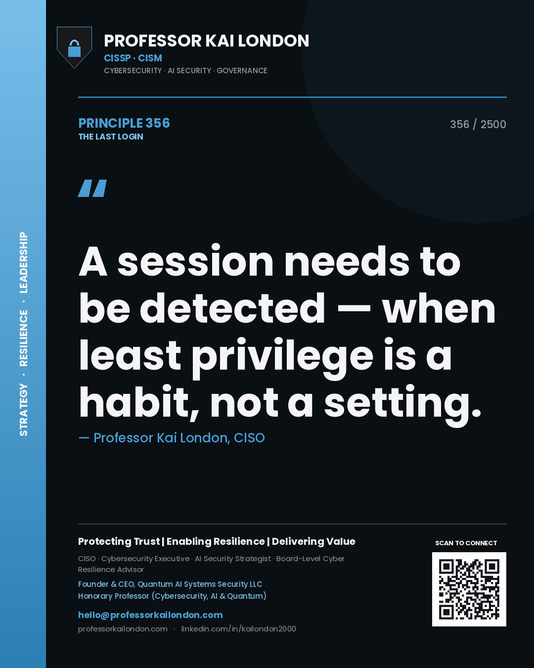 Professor Kai London principle 356: A session needs to be detected — when least privilege is a habit, not a setting.