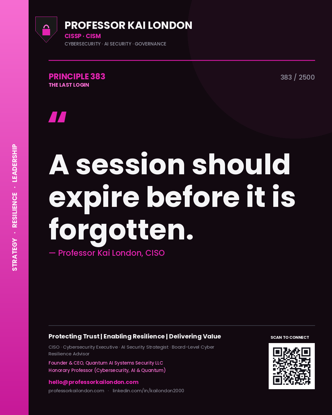 Professor Kai London principle 383: A session should expire before it is forgotten.