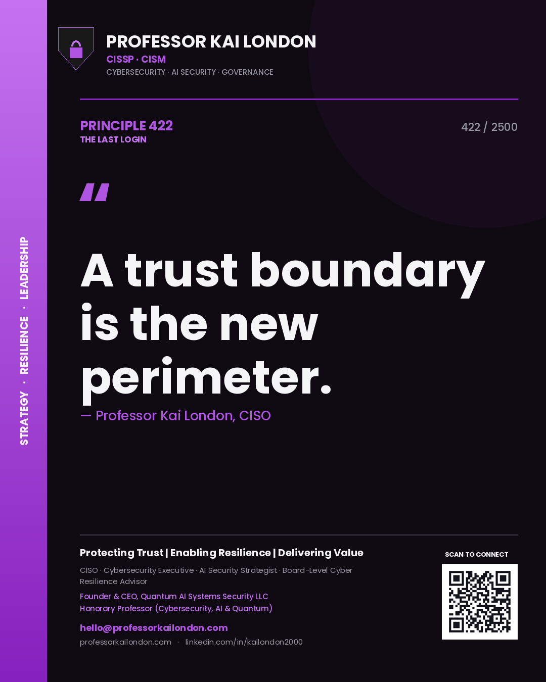 Professor Kai London principle 422: A trust boundary is the new perimeter.