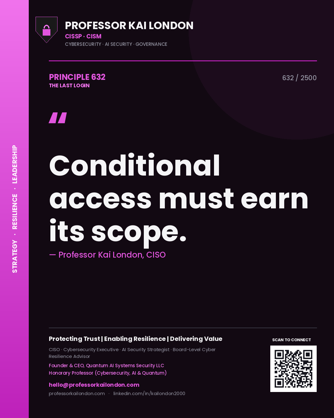 Professor Kai London principle 632: Conditional access must earn its scope.