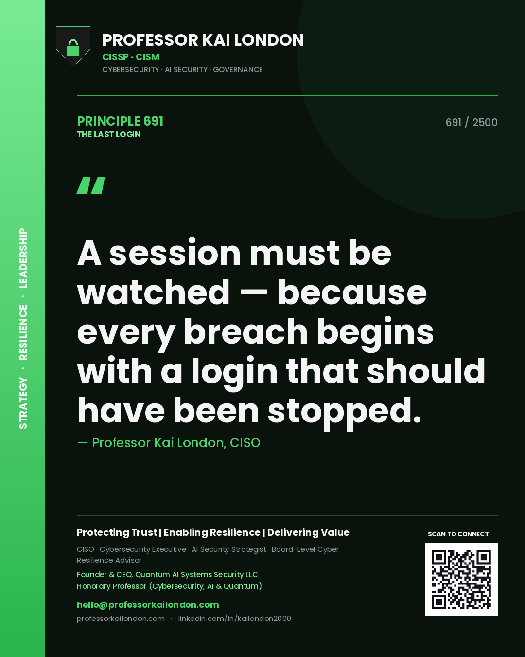 Professor Kai London principle 691: A session must be watched — because every breach begins with a login that should have been stopped.