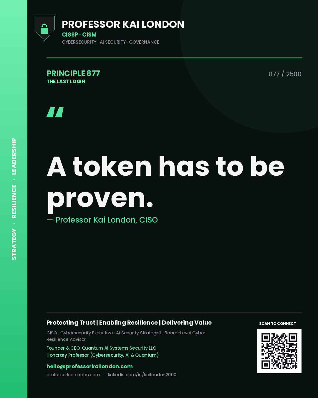 Professor Kai London principle 877: A token has to be proven.