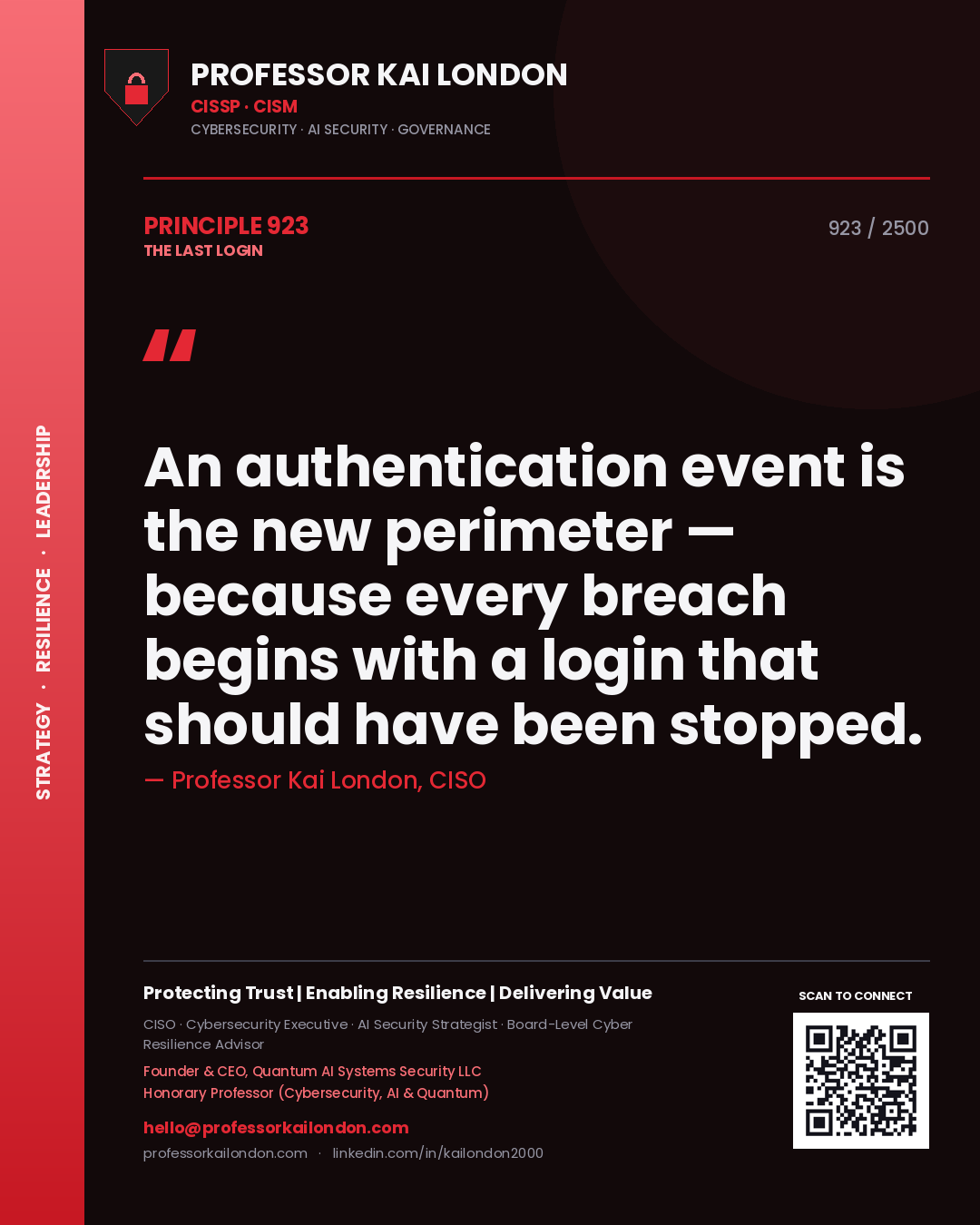 Professor Kai London principle 923: An authentication event is the new perimeter — because every breach begins with a login that should have been stopped.