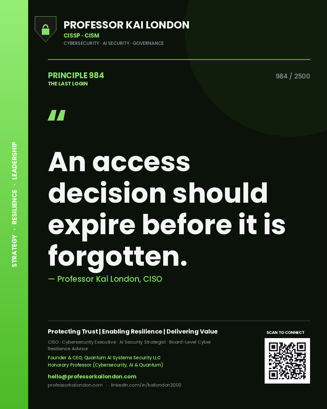 Professor Kai London principle 984: An access decision should expire before it is forgotten.