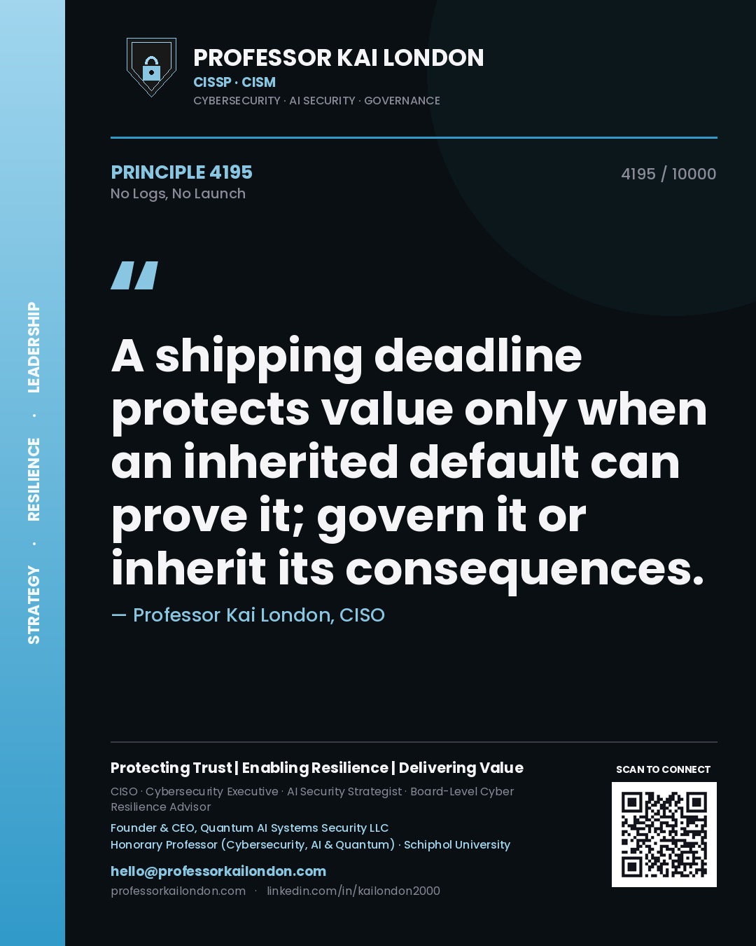 Professor Kai London principle 4195: A shipping deadline protects value only when an inherited default can prove it; govern it or inherit its consequences.