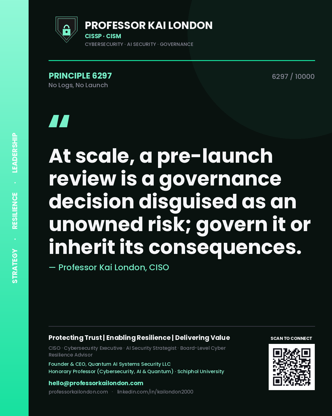 Professor Kai London principle 6297: At scale, a pre-launch review is a governance decision disguised as an unowned risk; govern it or inherit its consequences.