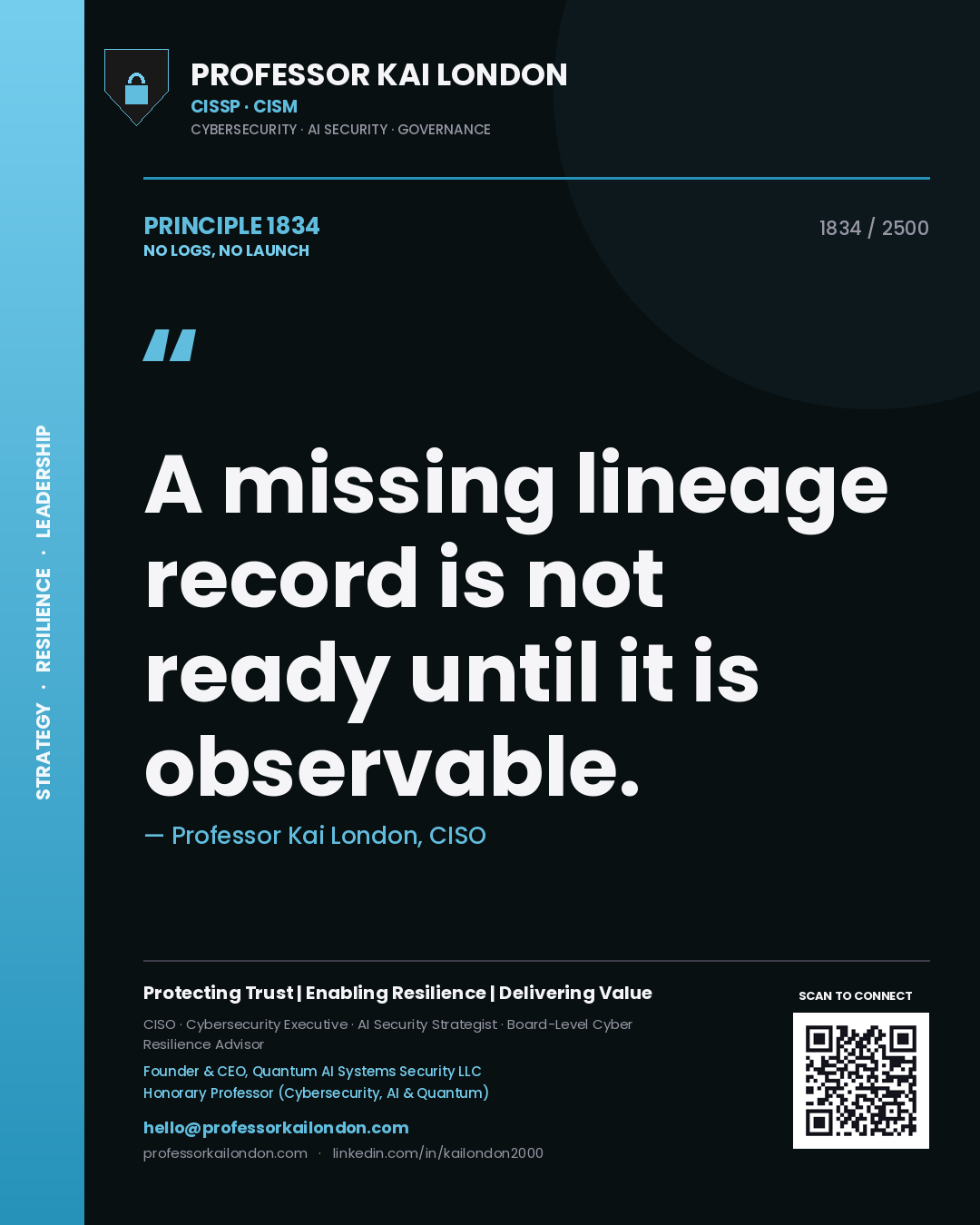 Professor Kai London principle 1834: A missing lineage record is not ready until it is observable.