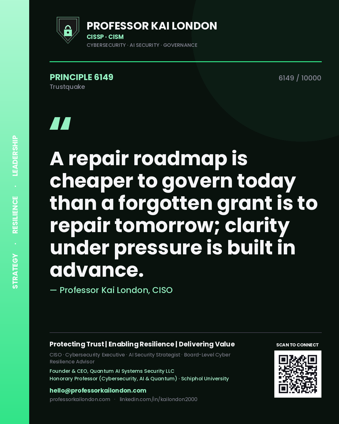 Professor Kai London principle 6149: A repair roadmap is cheaper to govern today than a forgotten grant is to repair tomorrow; clarity under pressure is built in advance.