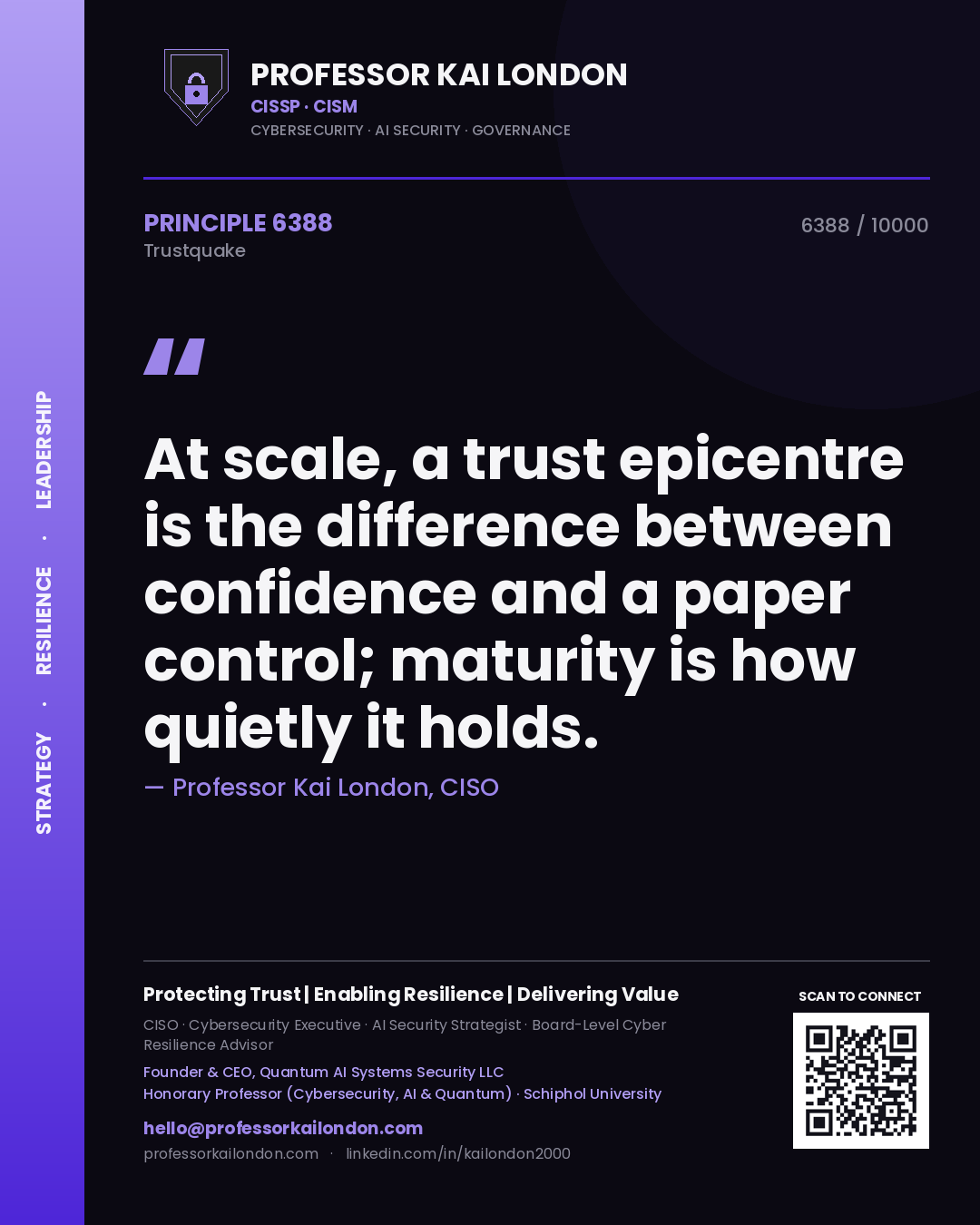 Professor Kai London principle 6388: At scale, a trust epicentre is the difference between confidence and a paper control; maturity is how quietly it holds.