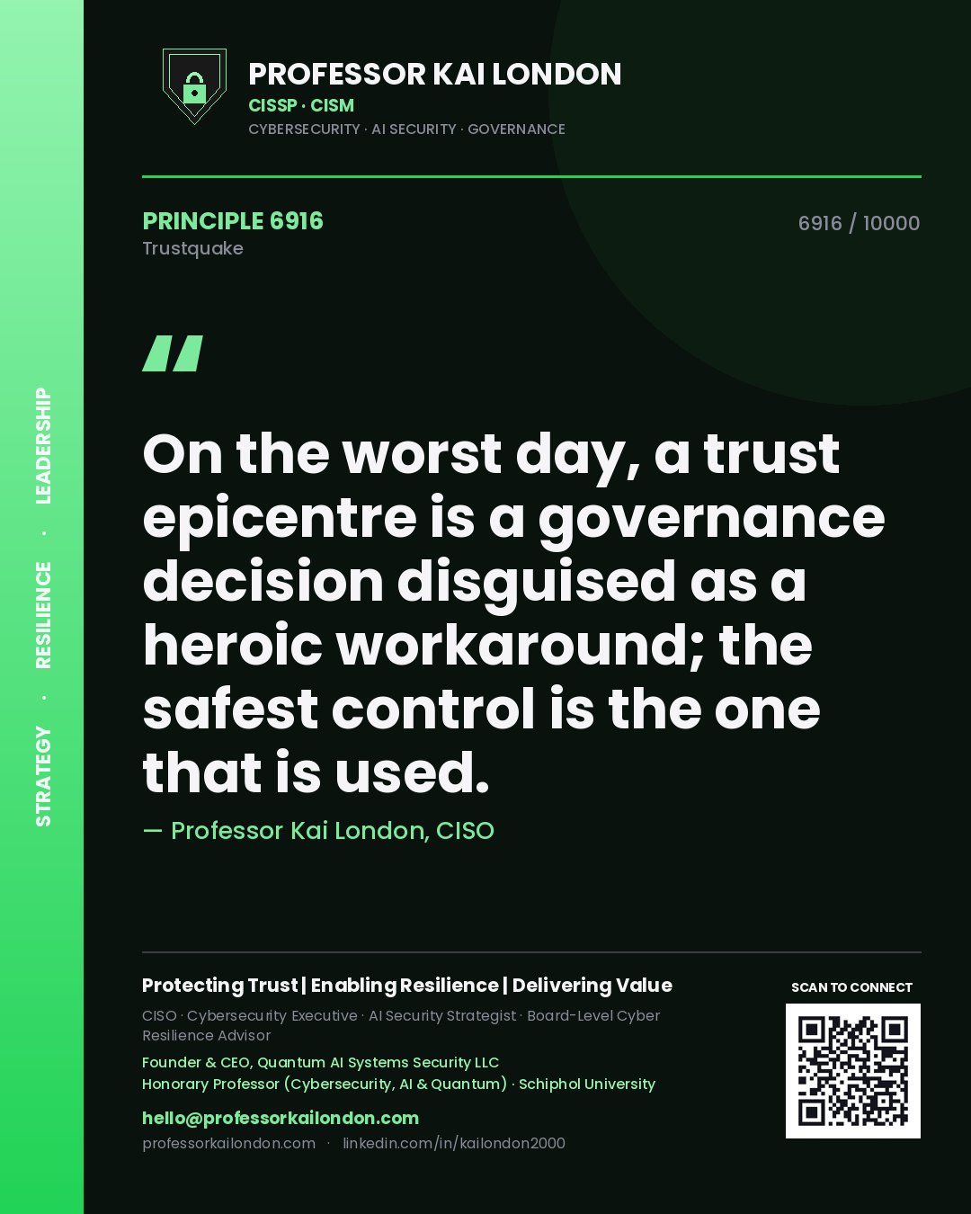 Professor Kai London principle 6916: On the worst day, a trust epicentre is a governance decision disguised as a heroic workaround; the safest control is the one that is used.