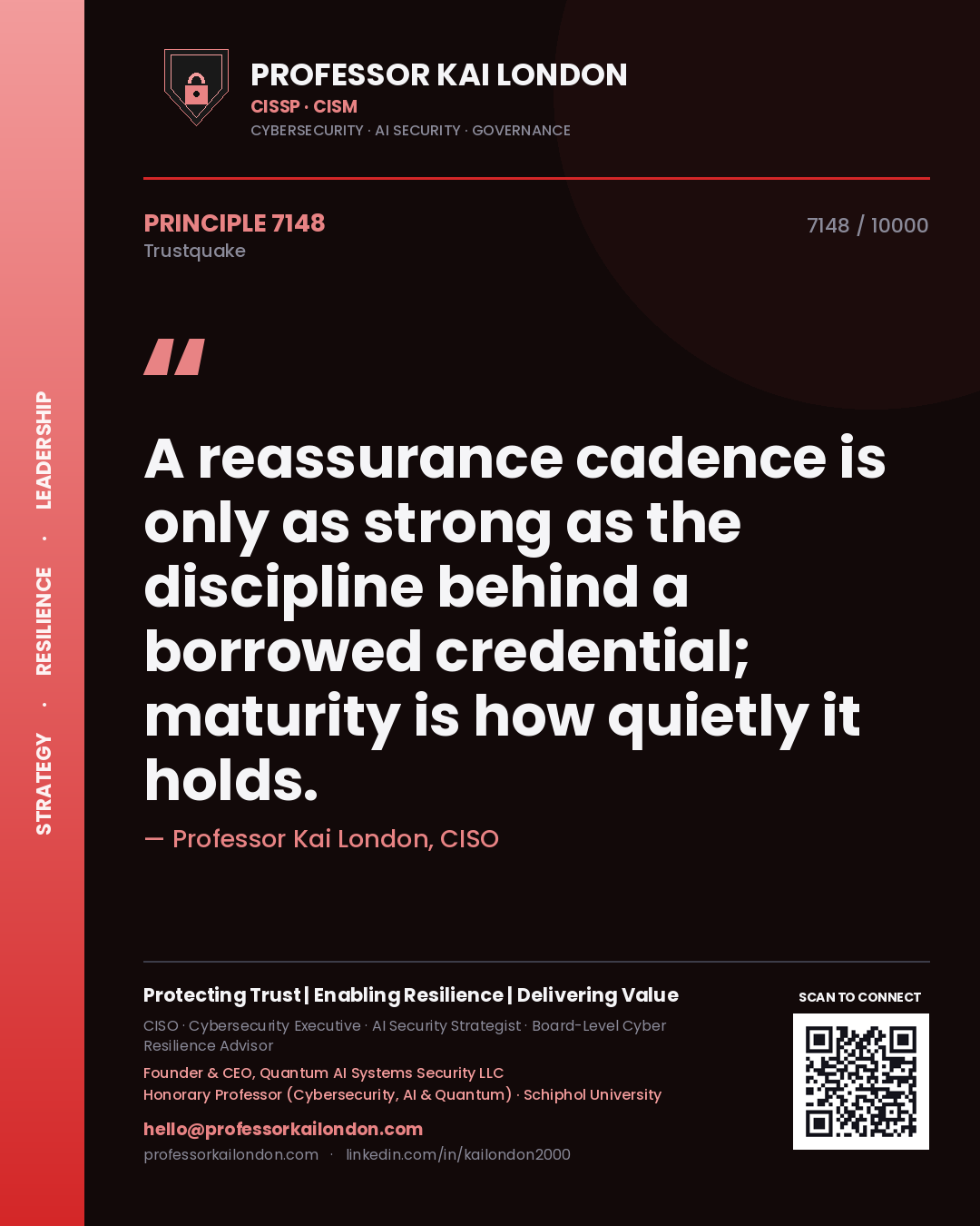 Professor Kai London principle 7148: A reassurance cadence is only as strong as the discipline behind a borrowed credential; maturity is how quietly it holds.
