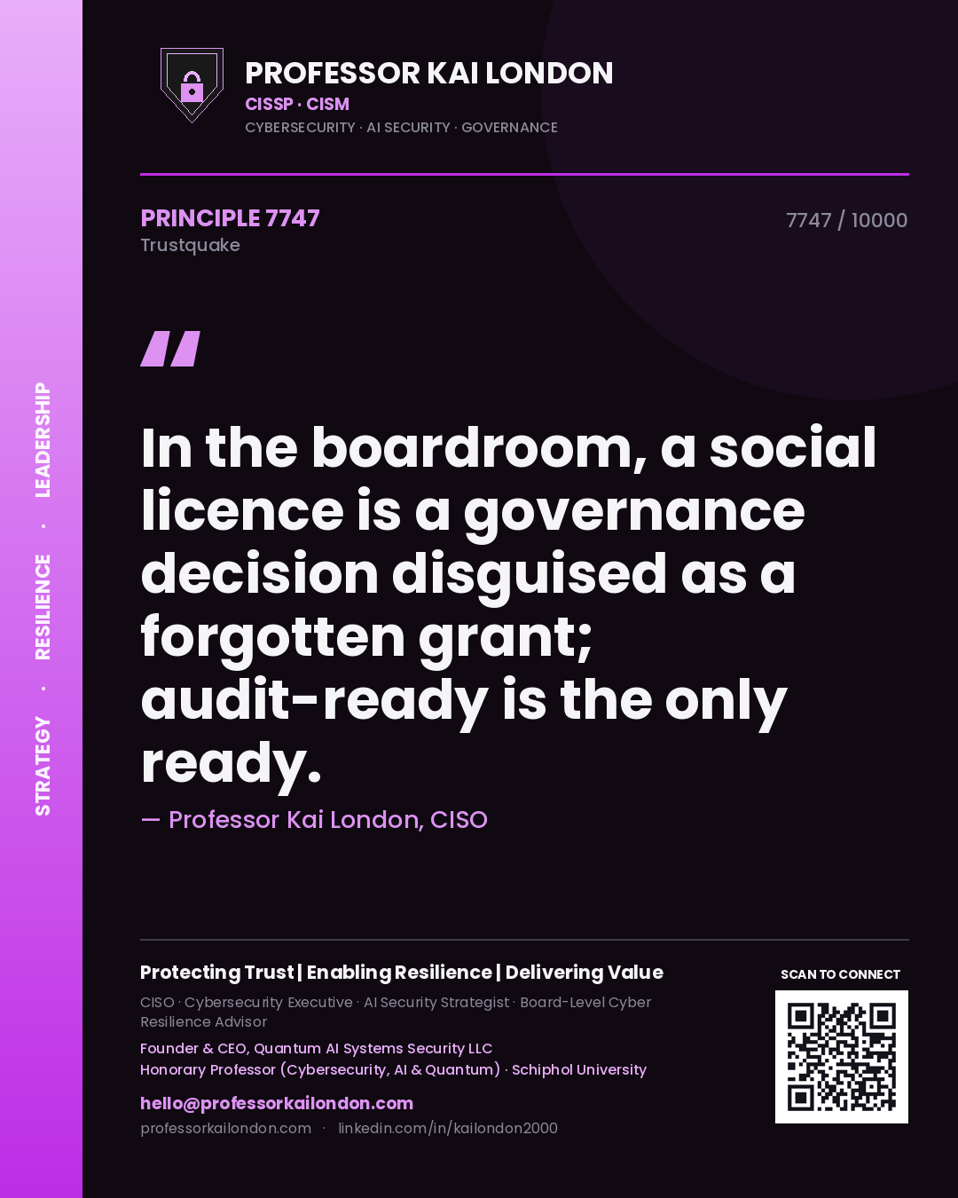 Professor Kai London principle 7747: In the boardroom, a social licence is a governance decision disguised as a forgotten grant; audit-ready is the only ready.