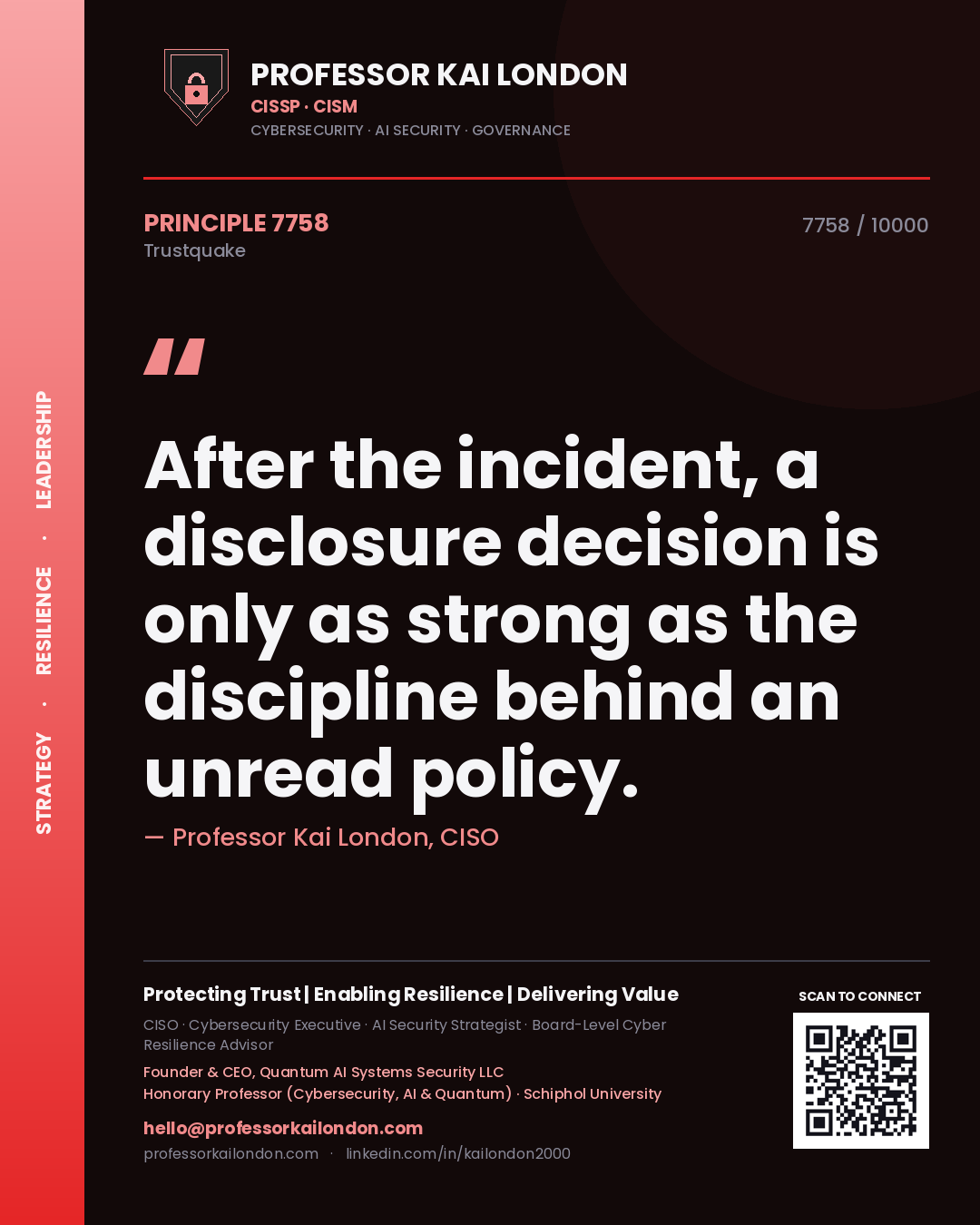 Professor Kai London principle 7758: After the incident, a disclosure decision is only as strong as the discipline behind an unread policy.
