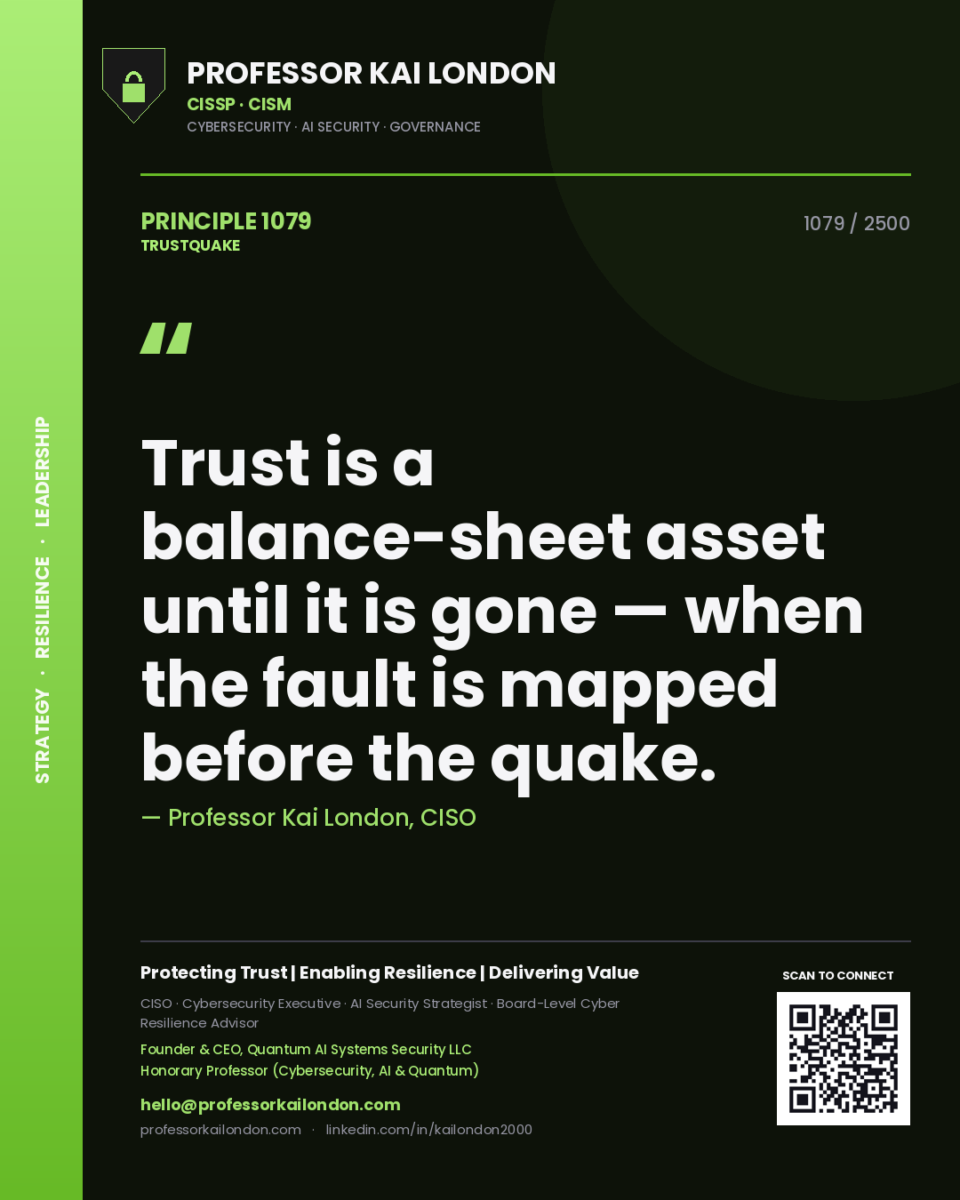Professor Kai London principle 1079: Trust is a balance-sheet asset until it is gone — when the fault is mapped before the quake.
