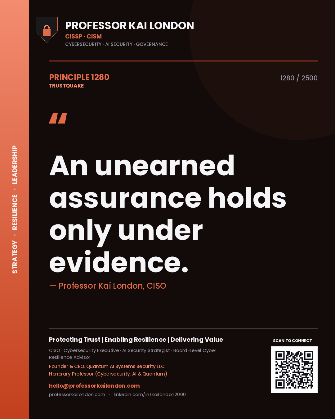 Professor Kai London principle 1280: An unearned assurance holds only under evidence.