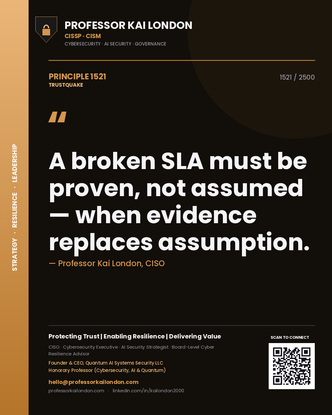 Professor Kai London principle 1521: A broken SLA must be proven, not assumed — when evidence replaces assumption.