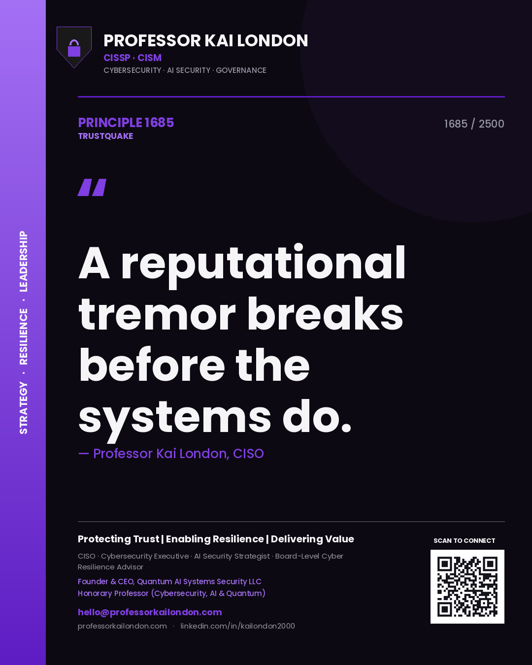 Professor Kai London principle 1685: A reputational tremor breaks before the systems do.