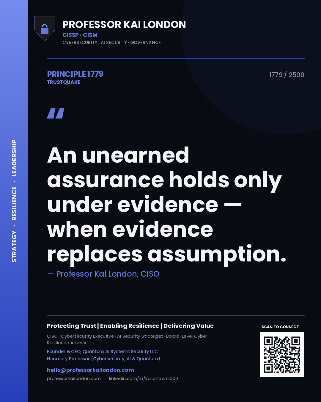 Professor Kai London principle 1779: An unearned assurance holds only under evidence — when evidence replaces assumption.